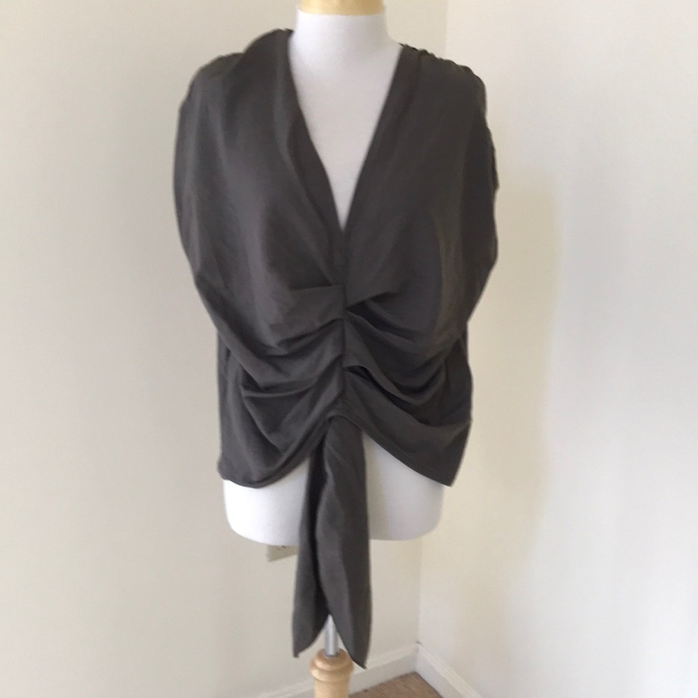 New! Zara grey small loose fit gathered blouse.